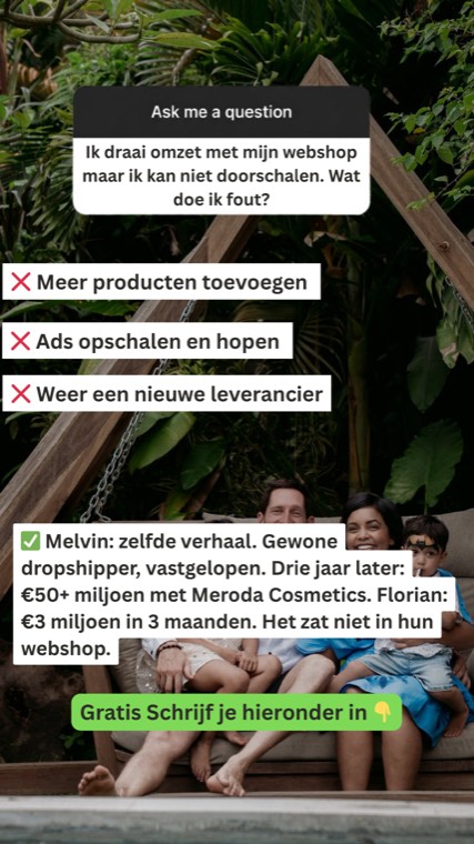 Static ad telling a client's dropshipping story